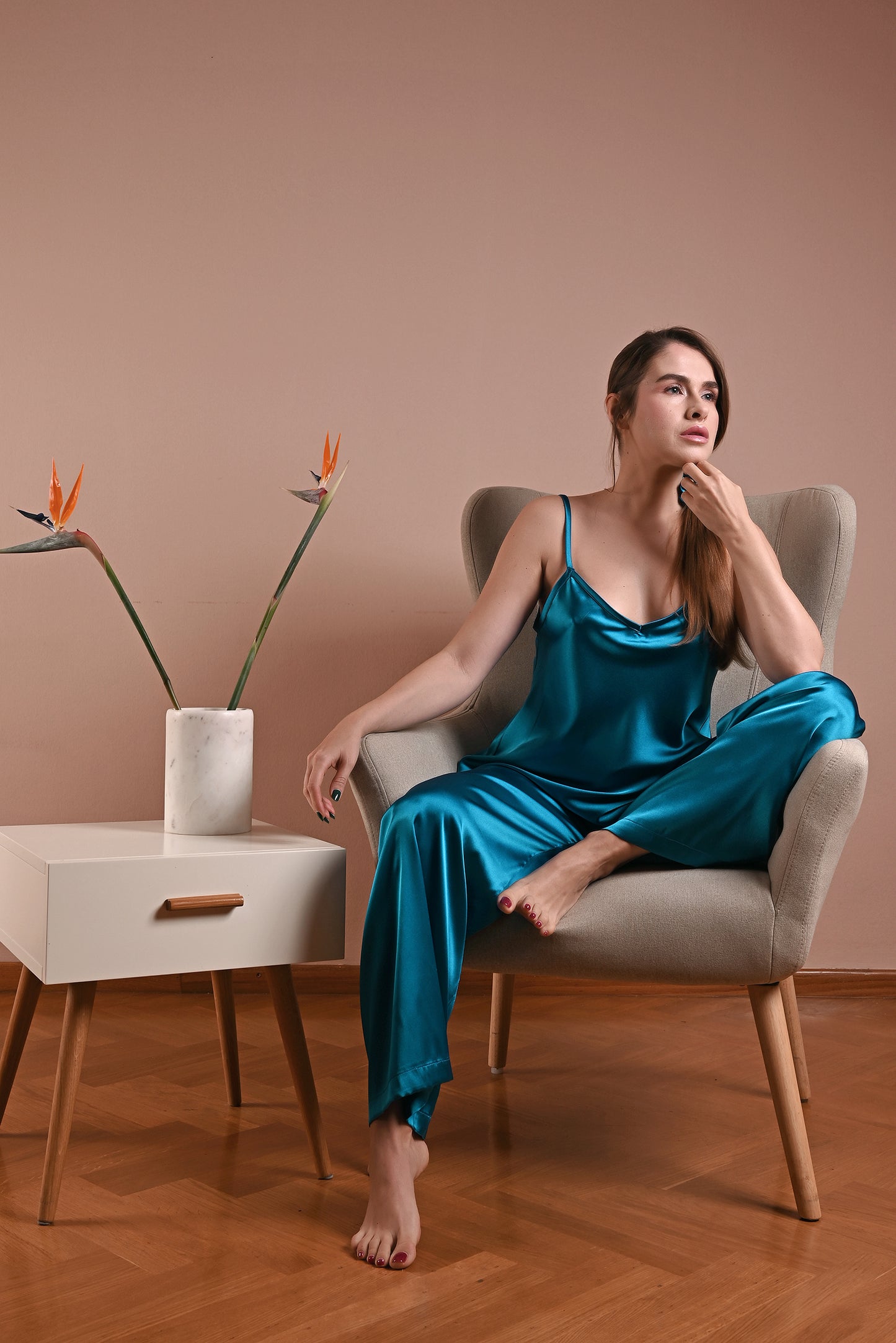 Electric Blue Silk Cami Pant Set