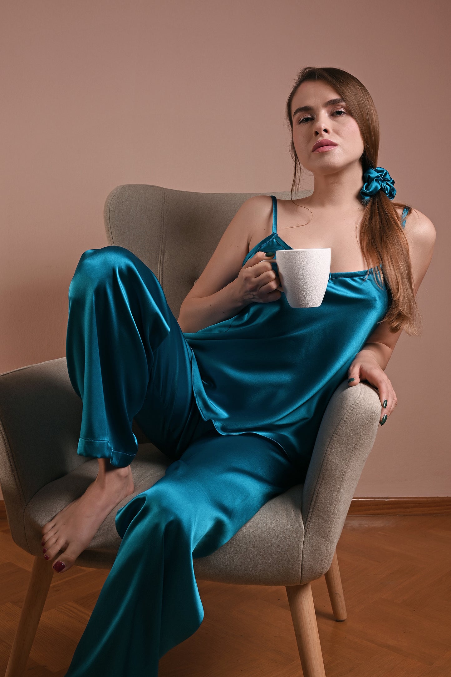 Electric Blue Silk Cami Pant Set