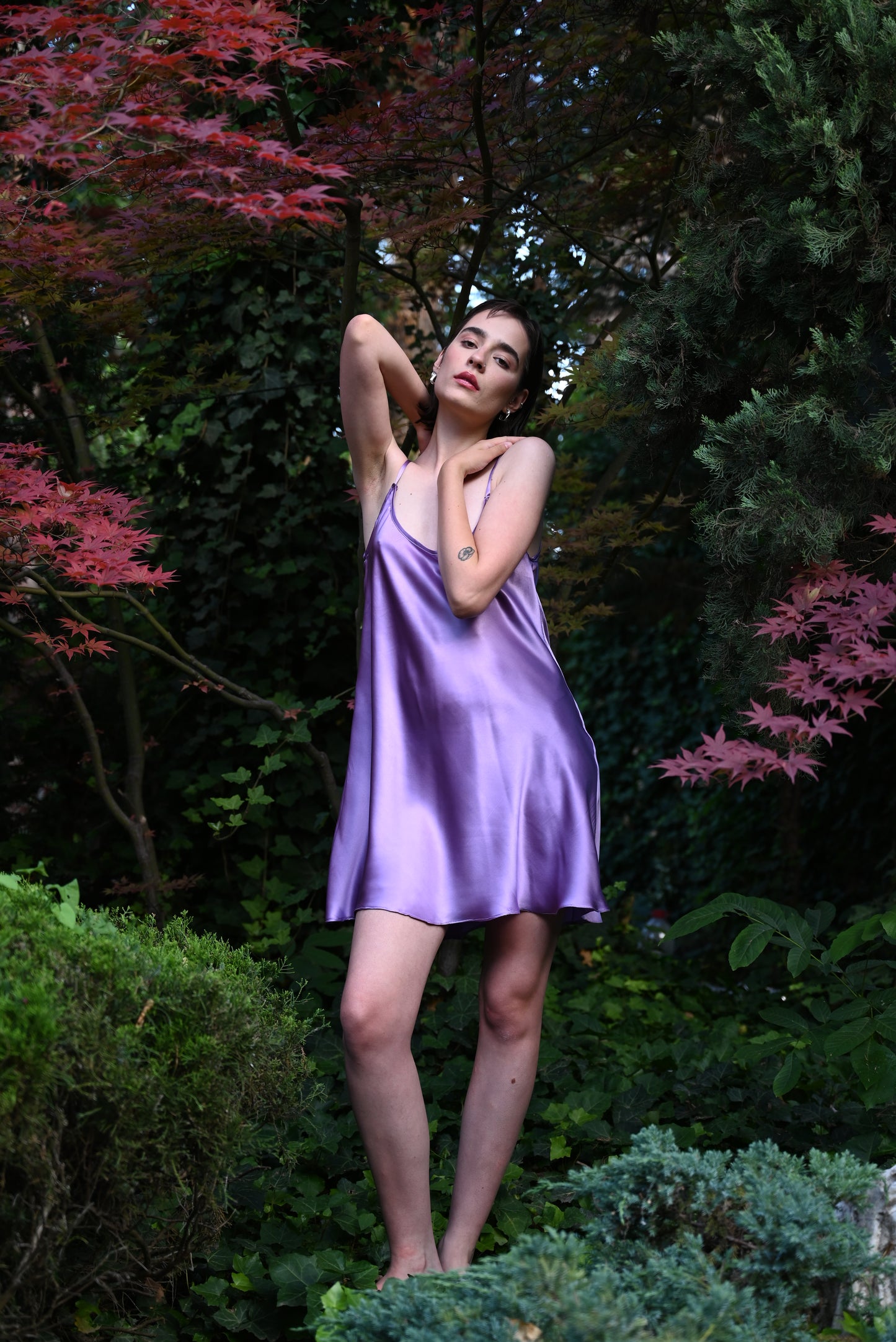 Lavender Violet Silk Slip Dress