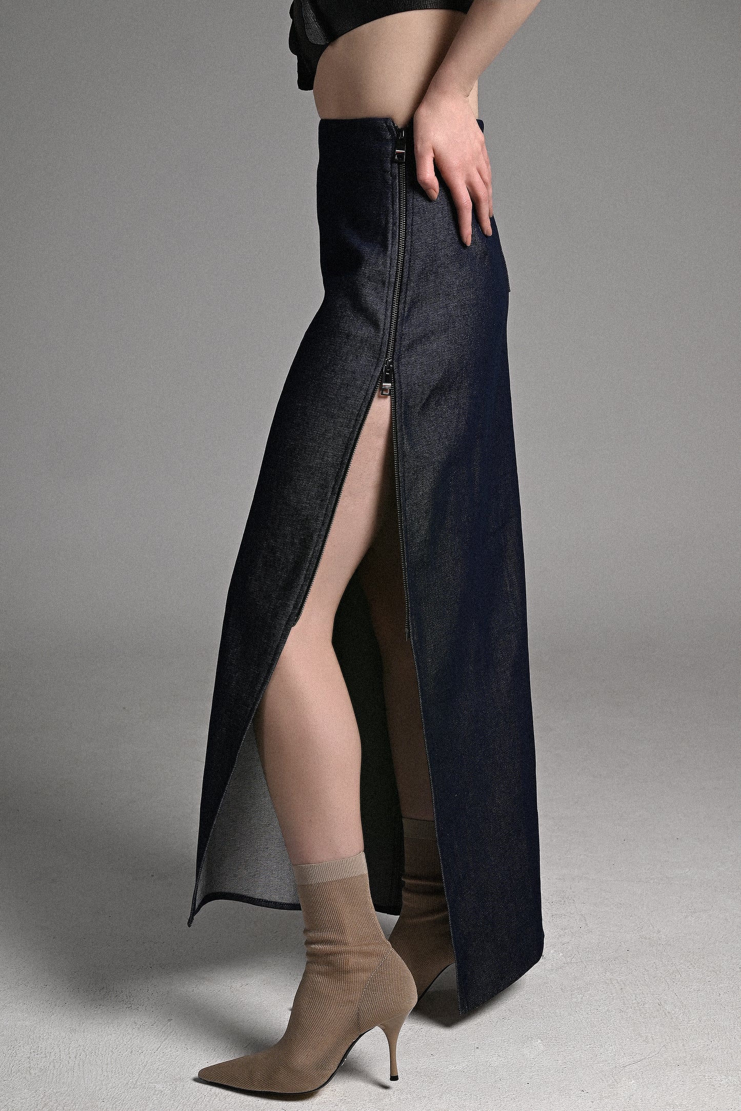 The Zipped Denim Skirt