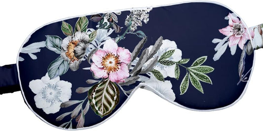 Blue Floral Silk Eye Mask