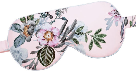 Pink Floral Silk Eye Mask