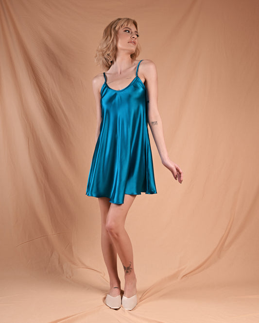 Electric Blue Silk Slip Dress
