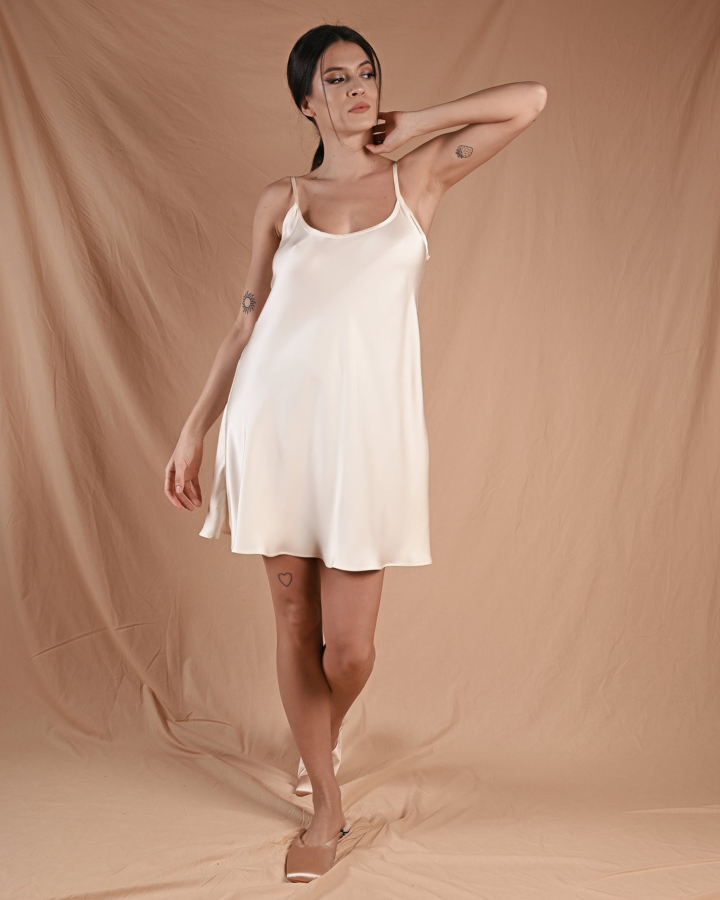 Marshmallow Cream Silk Slip Dress