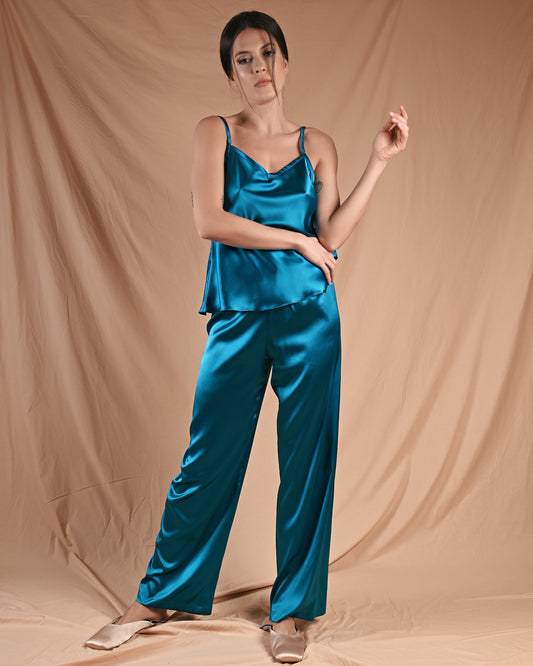Electric Blue Silk Cami Pant Set