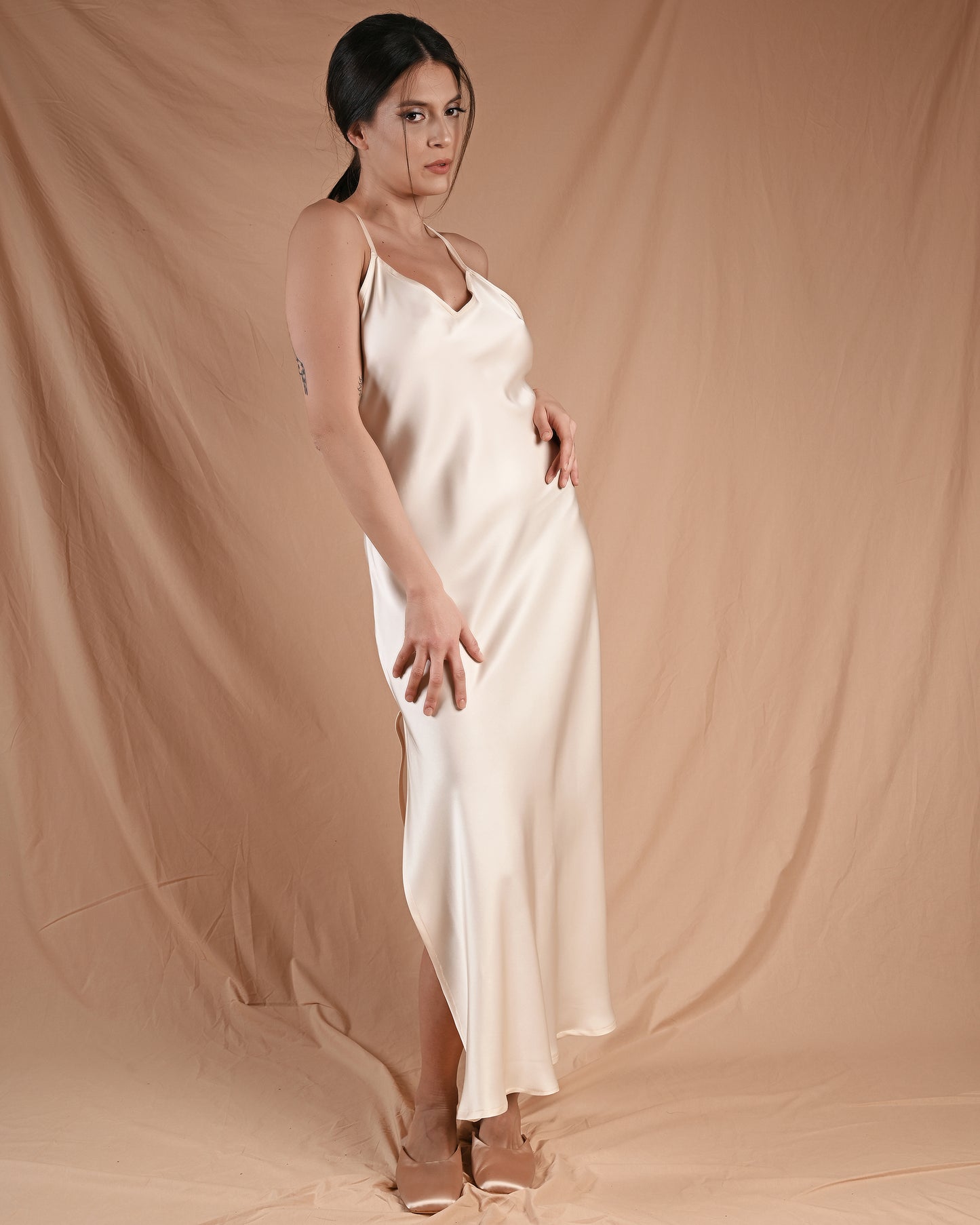 Marshmallow Cream Silk Gown