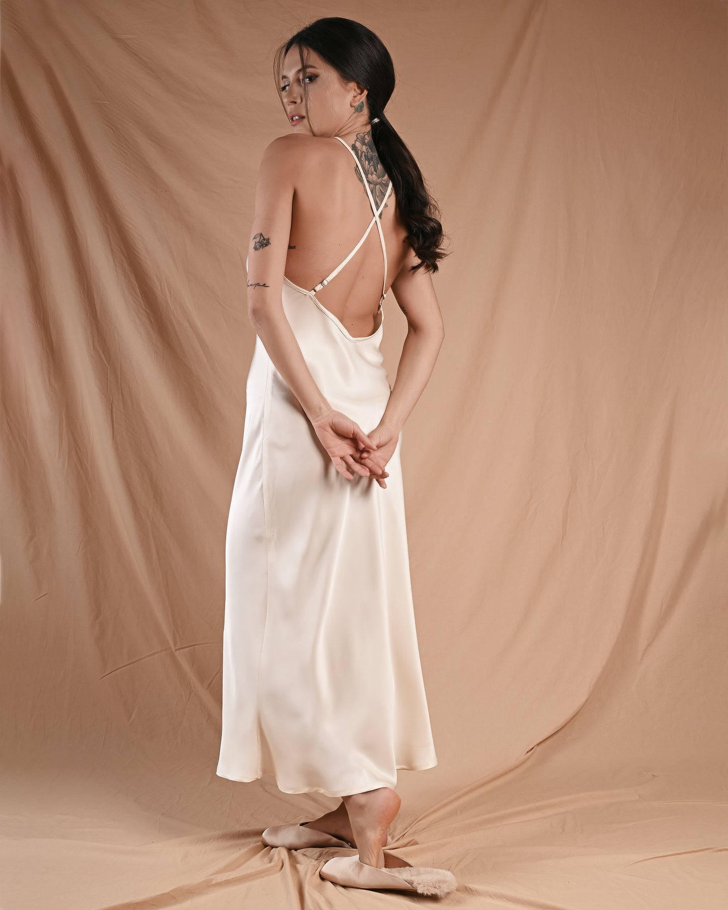 Marshmallow Cream Silk Gown