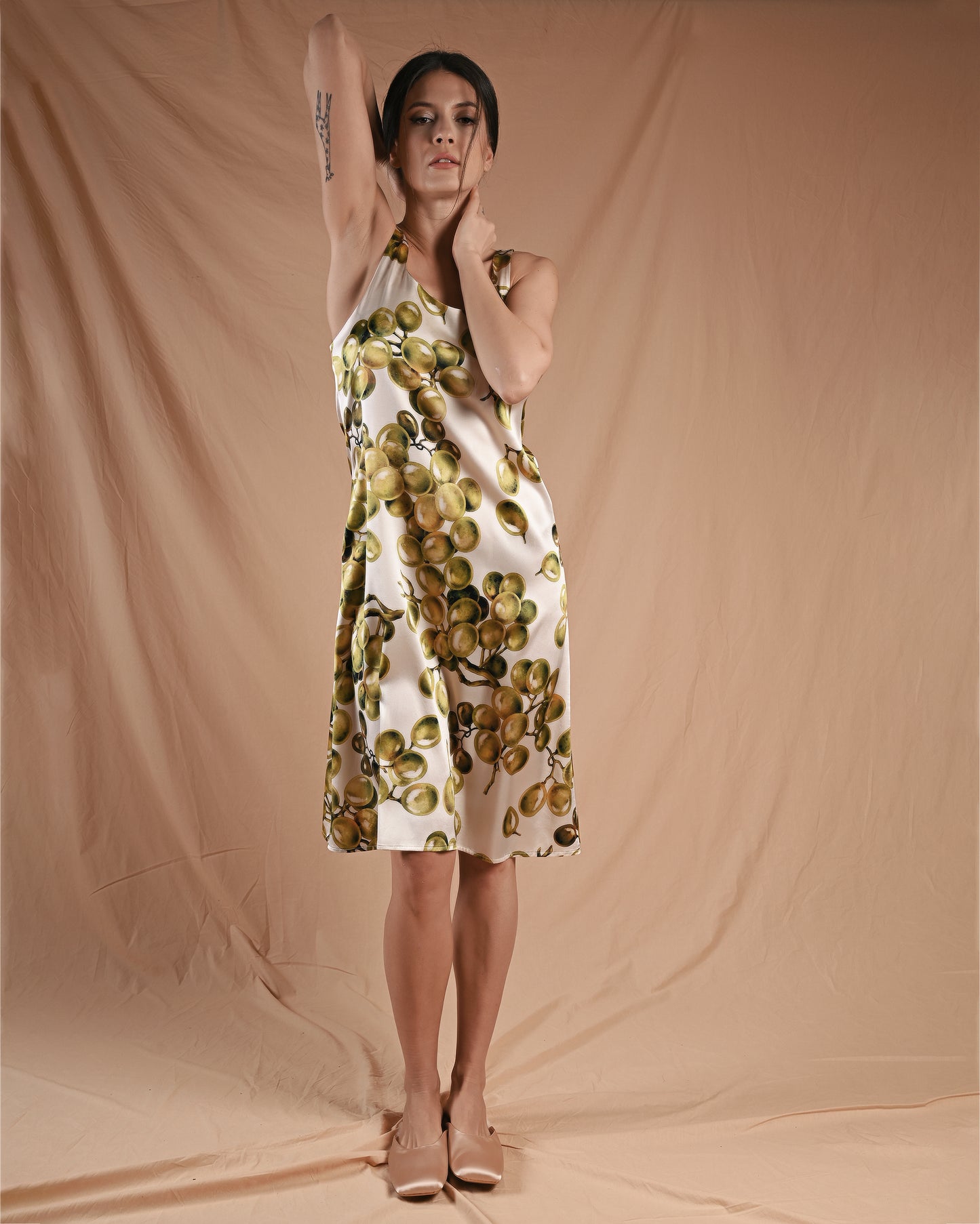 Grape Print Silk Dress