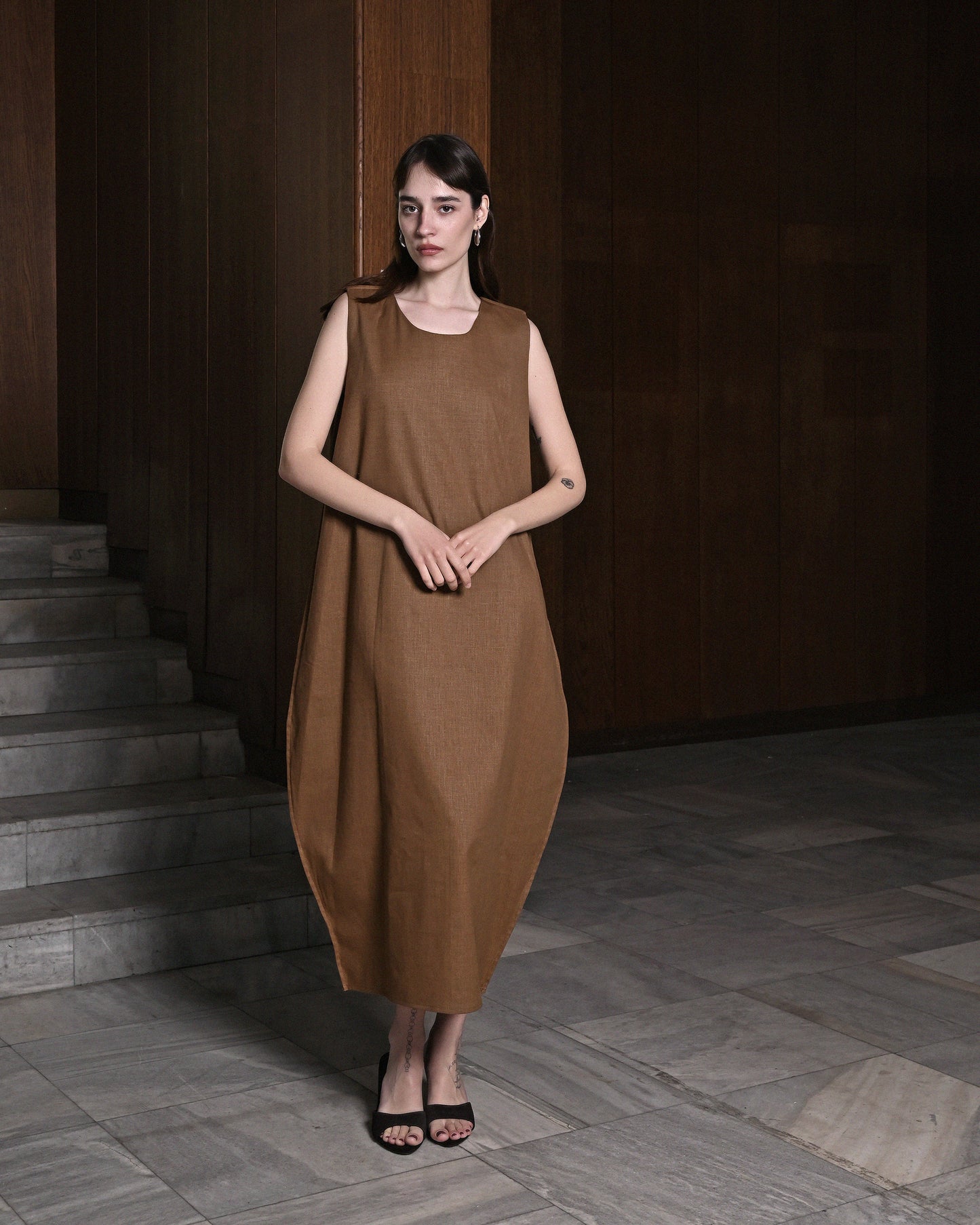 Brown Linen Dress