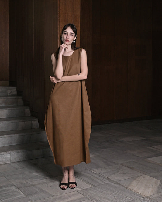 Brown Linen Dress