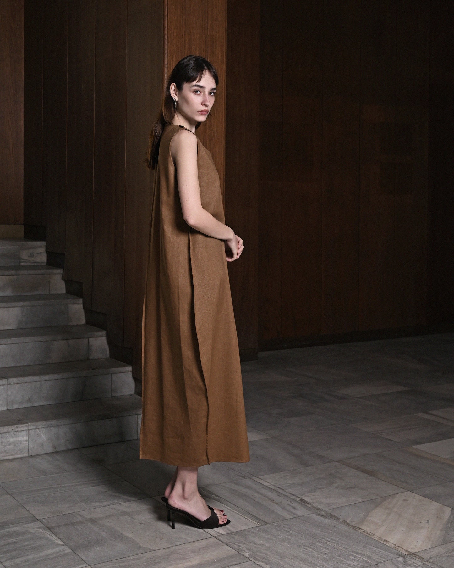 Brown Linen Dress