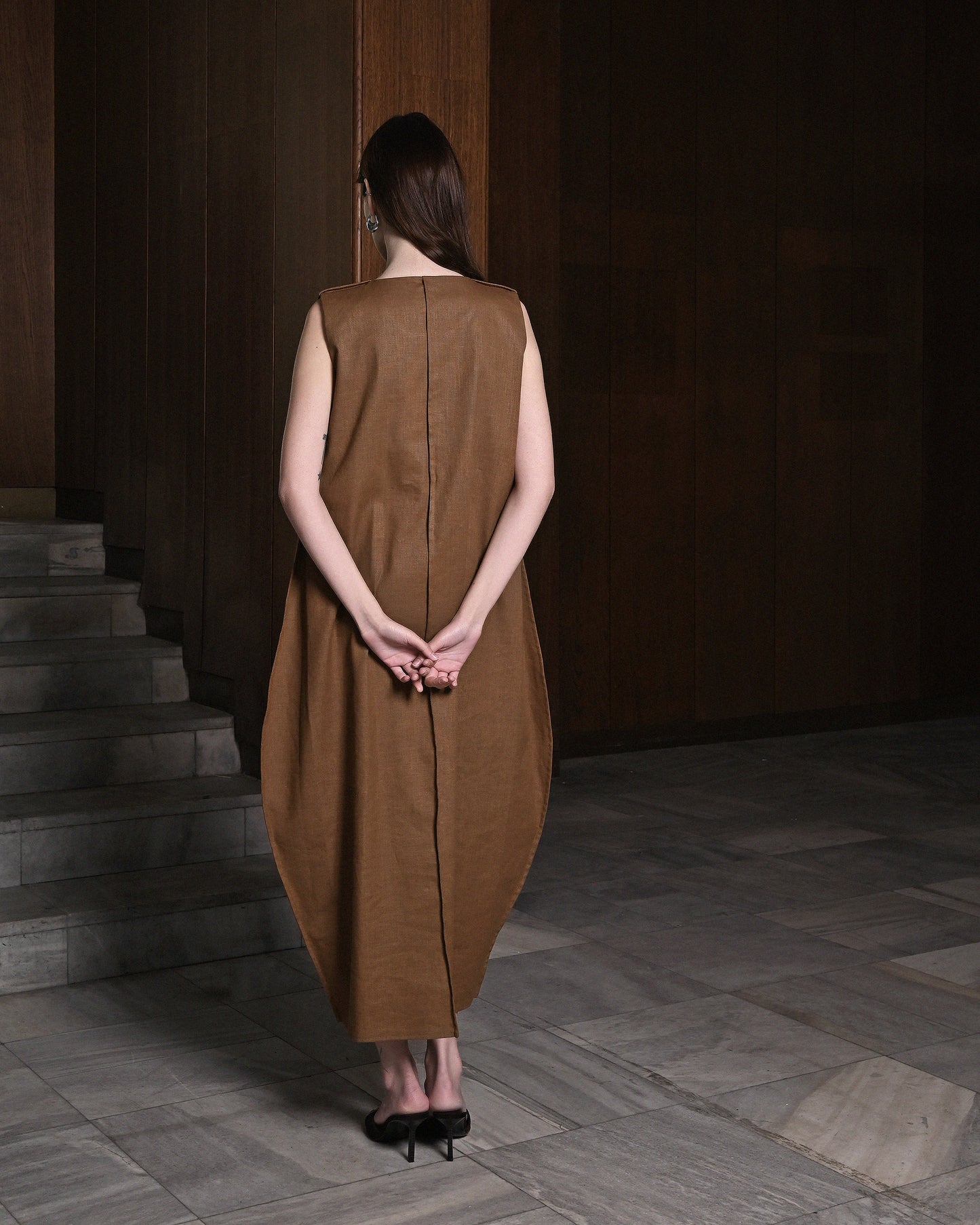 Brown Linen Dress