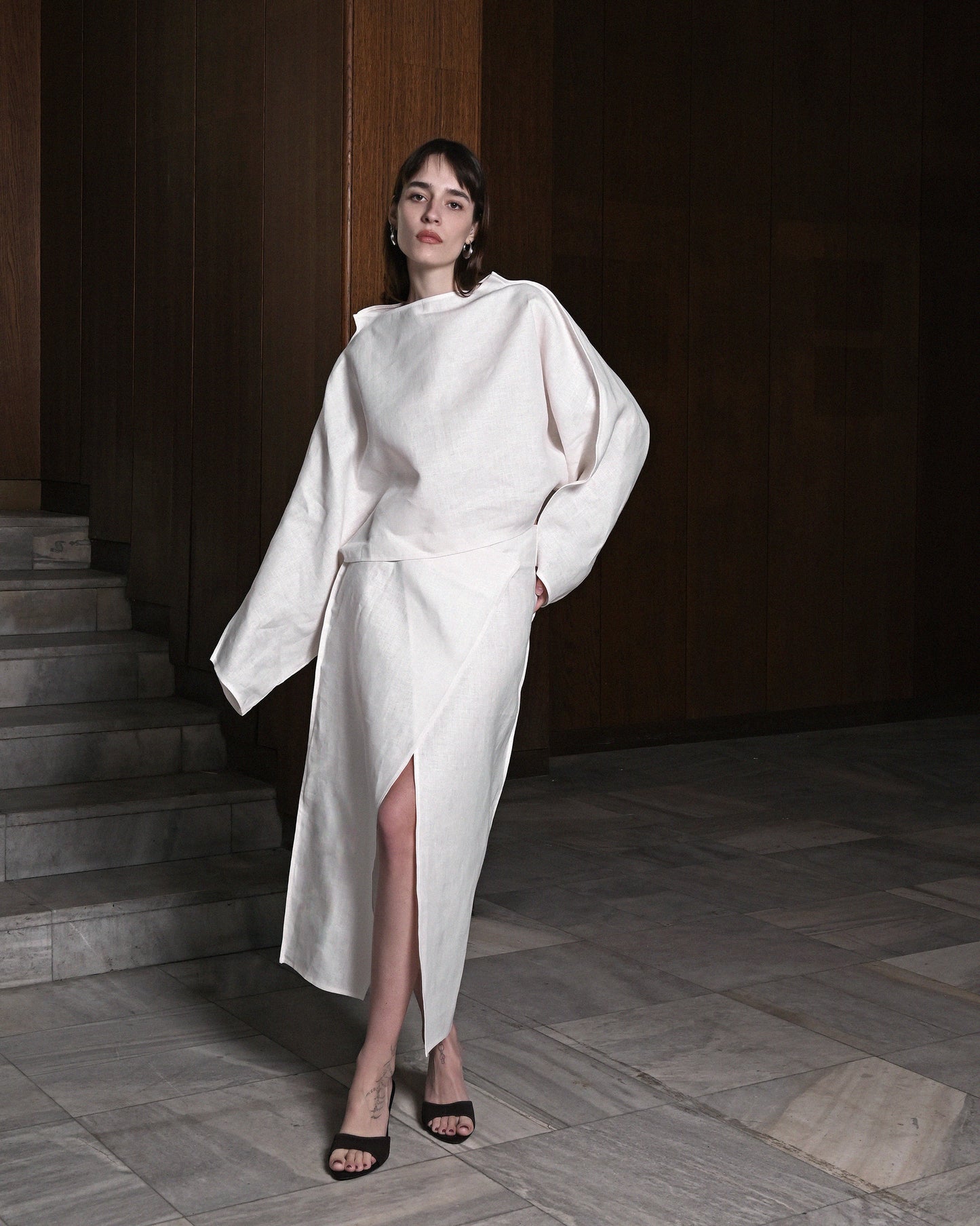 White Linen Skirt