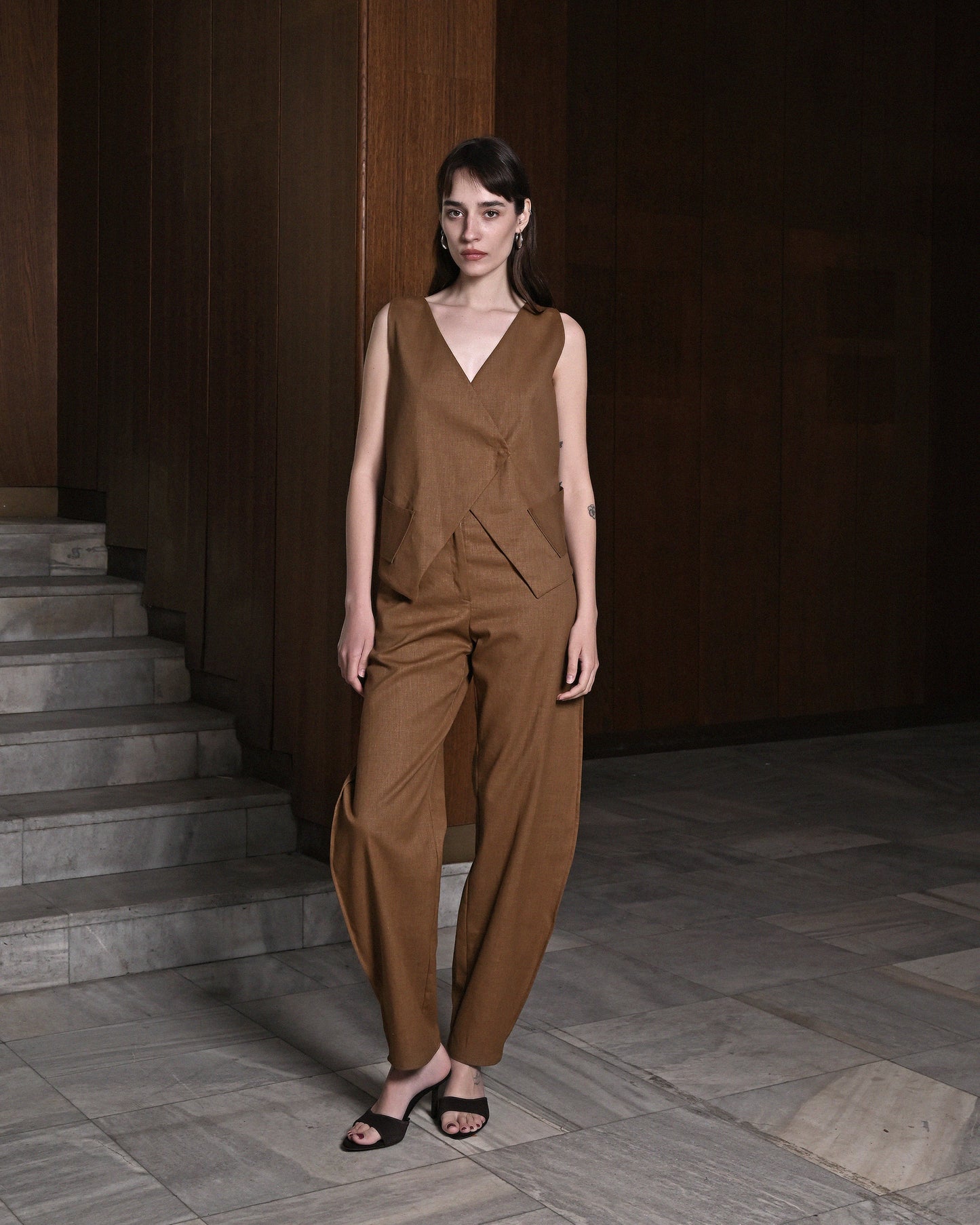 Brown Linen Vest