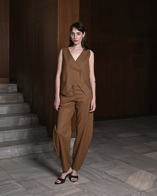 Brown Linen Vest