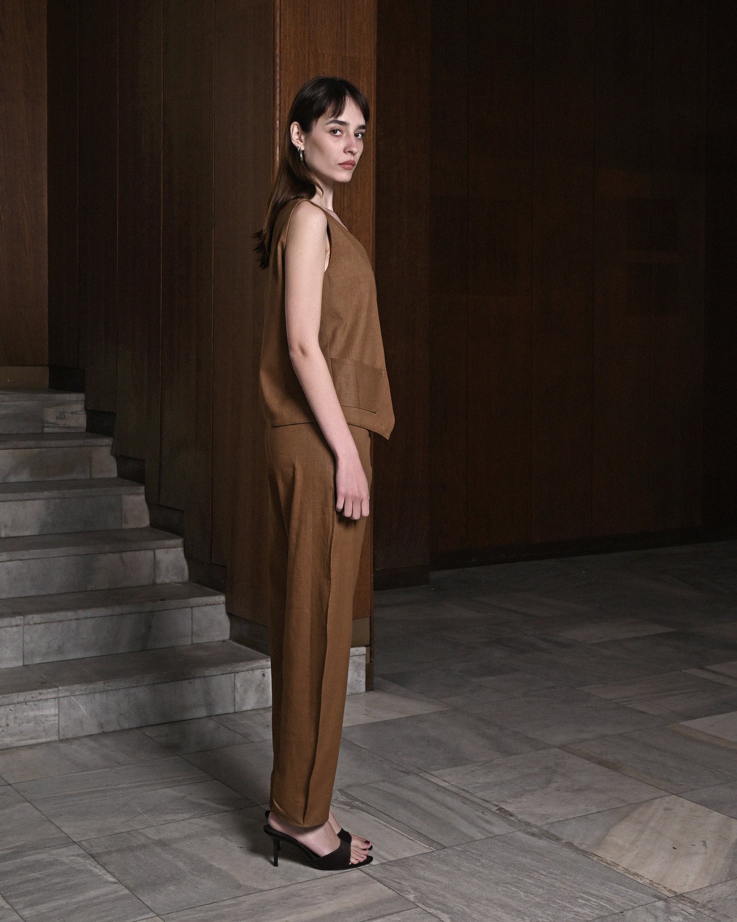 Brown Linen Vest