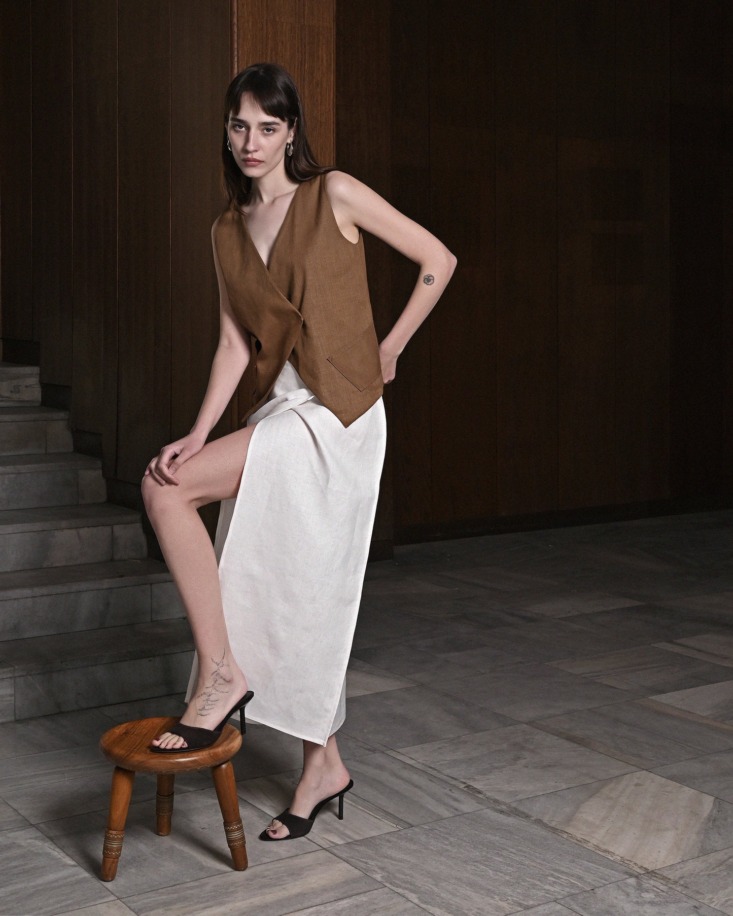 Brown Linen Vest