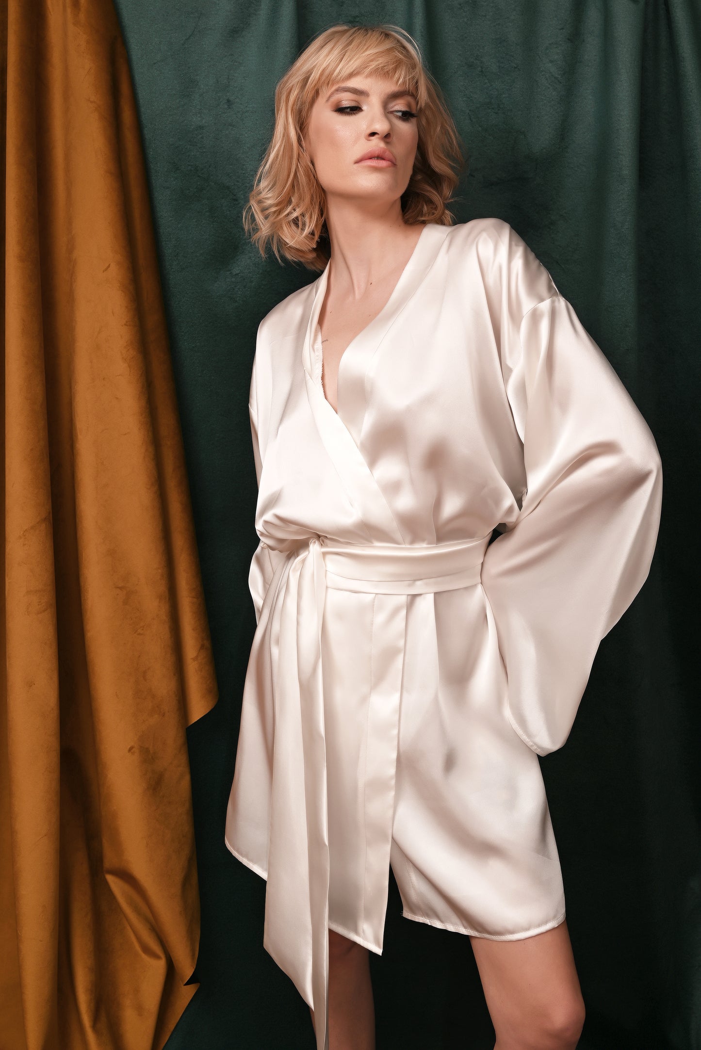 Pearl White Silk Robe