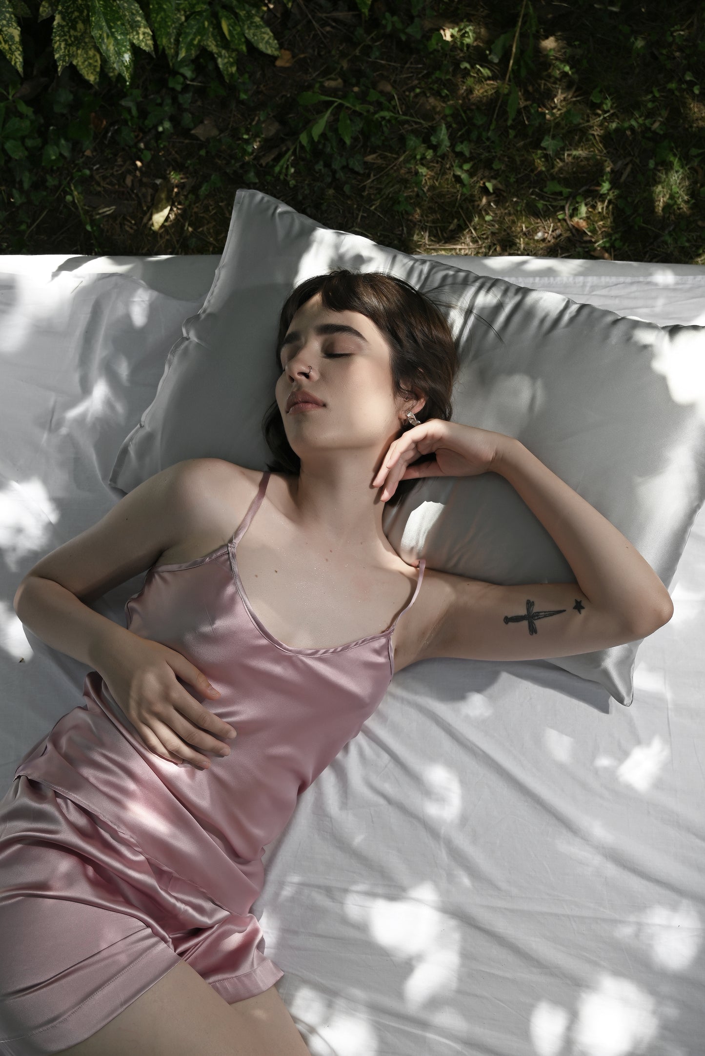 Powder Pink Silk Cami Shorts Set