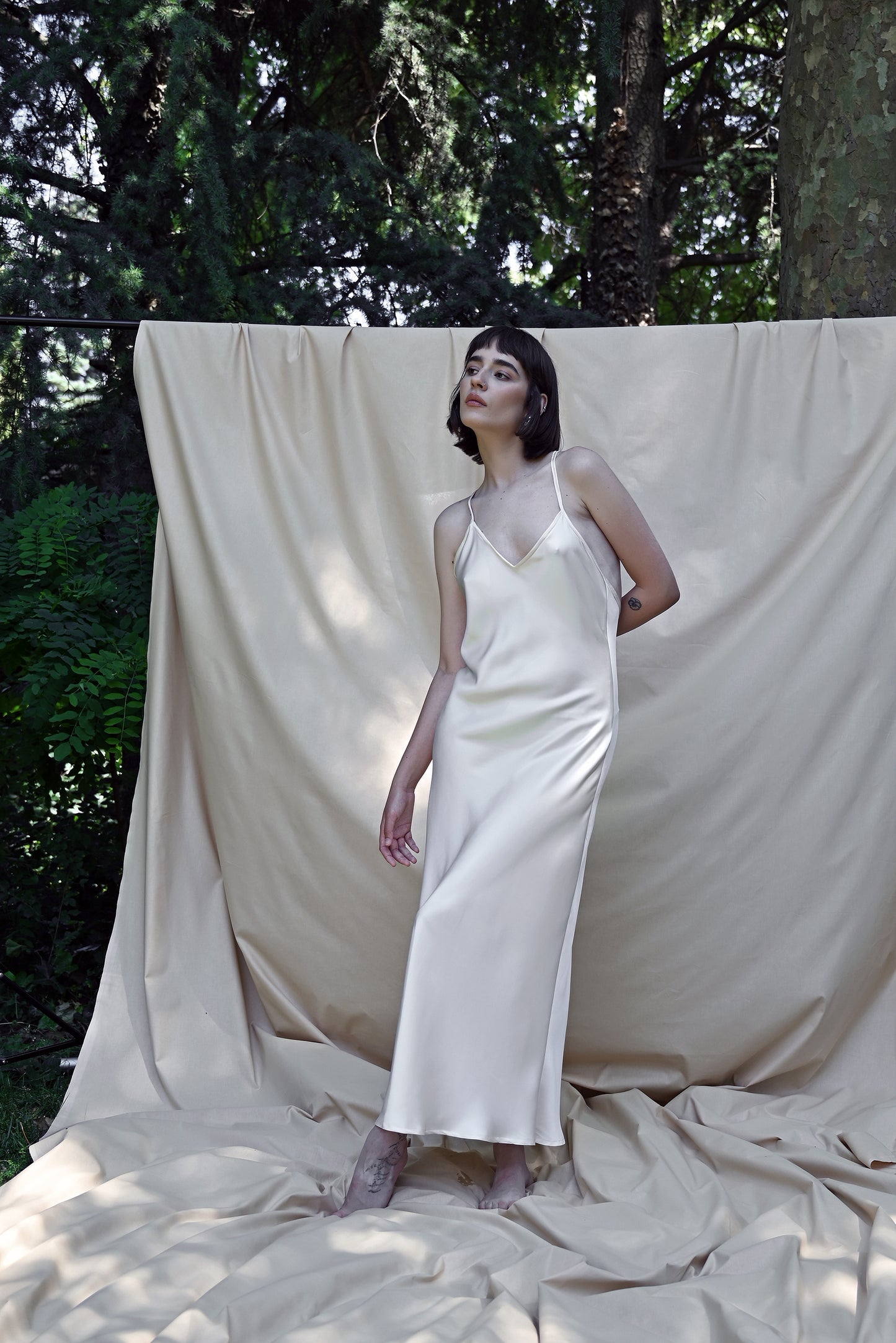Marshmallow Cream Silk Gown