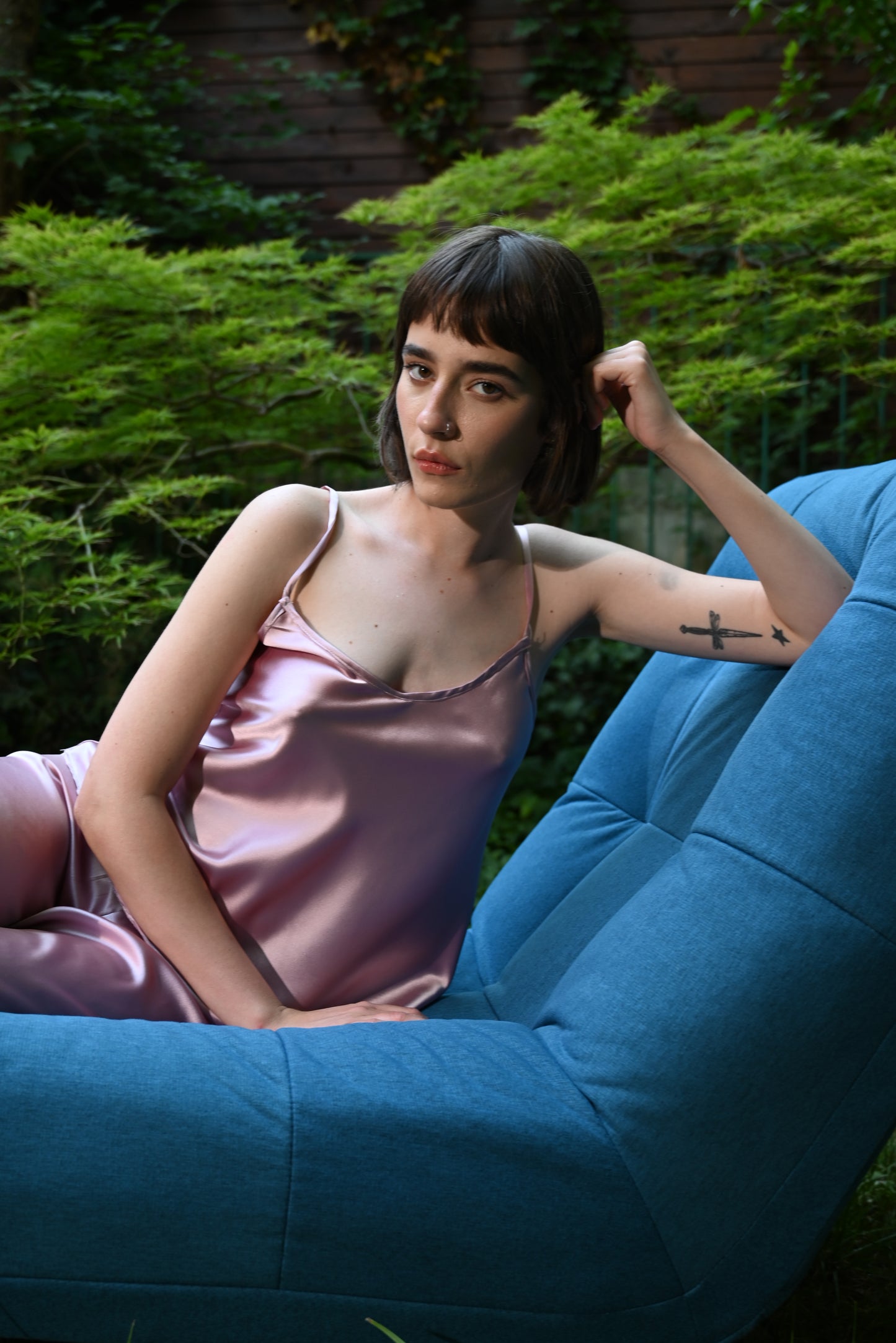 Powder Pink Silk Cami Pant Set