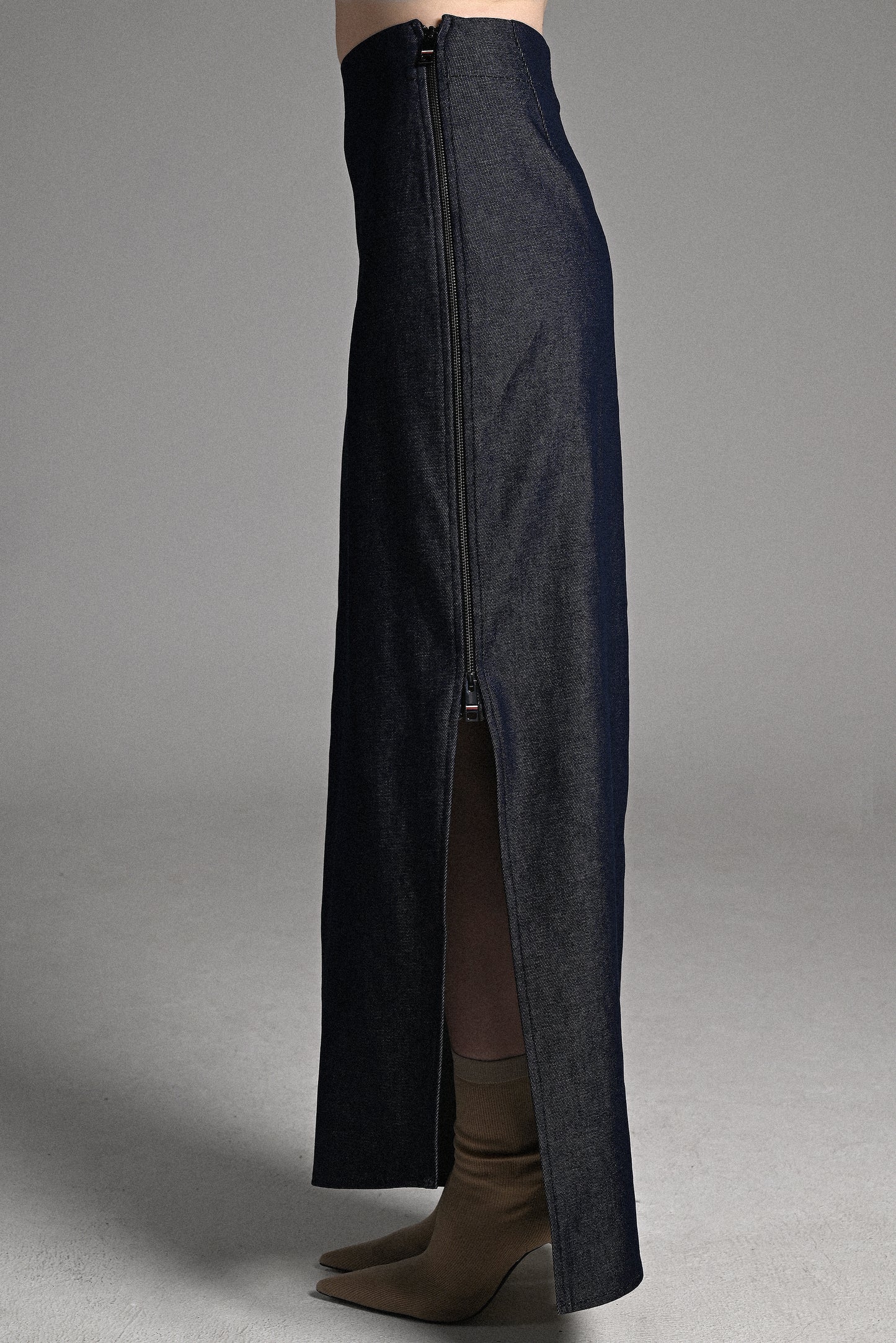 The Zipped Denim Skirt