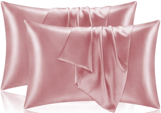 2 x Powder Pink Silk Pillowcase