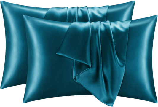 2 x Electric Blue Silk Pillowcase
